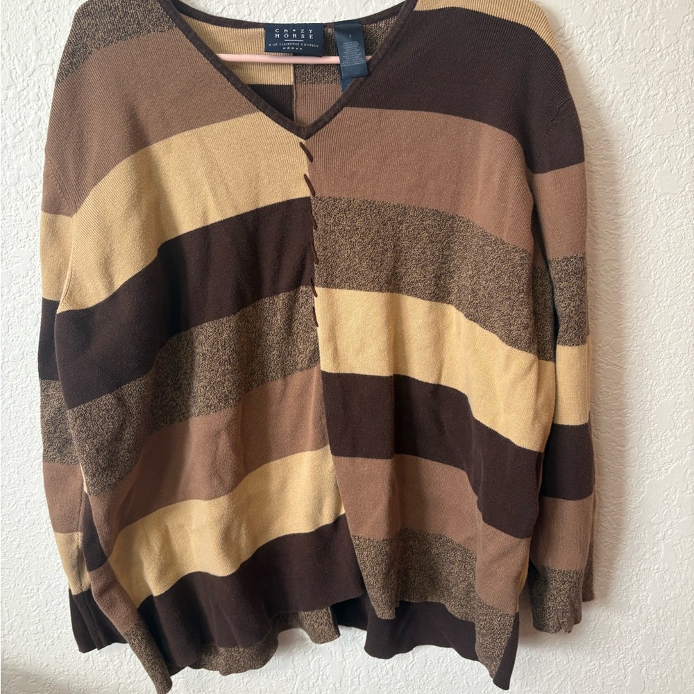 Liz Claiborne Brown and Tan Knit Top